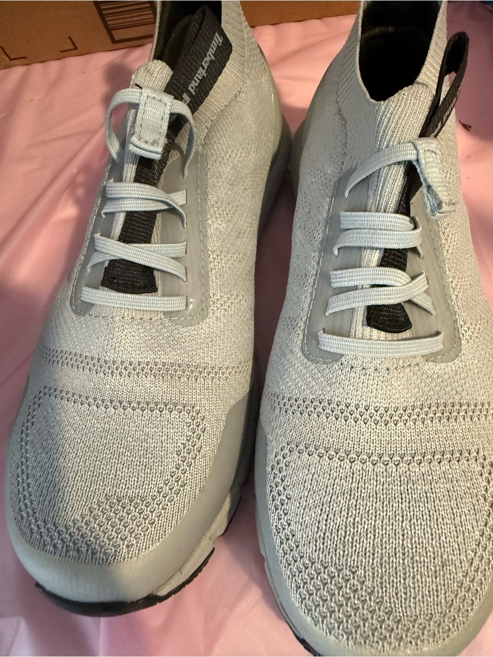 Timberland Menโs Knit Slip-On Athletic Sneakers in Light Gray